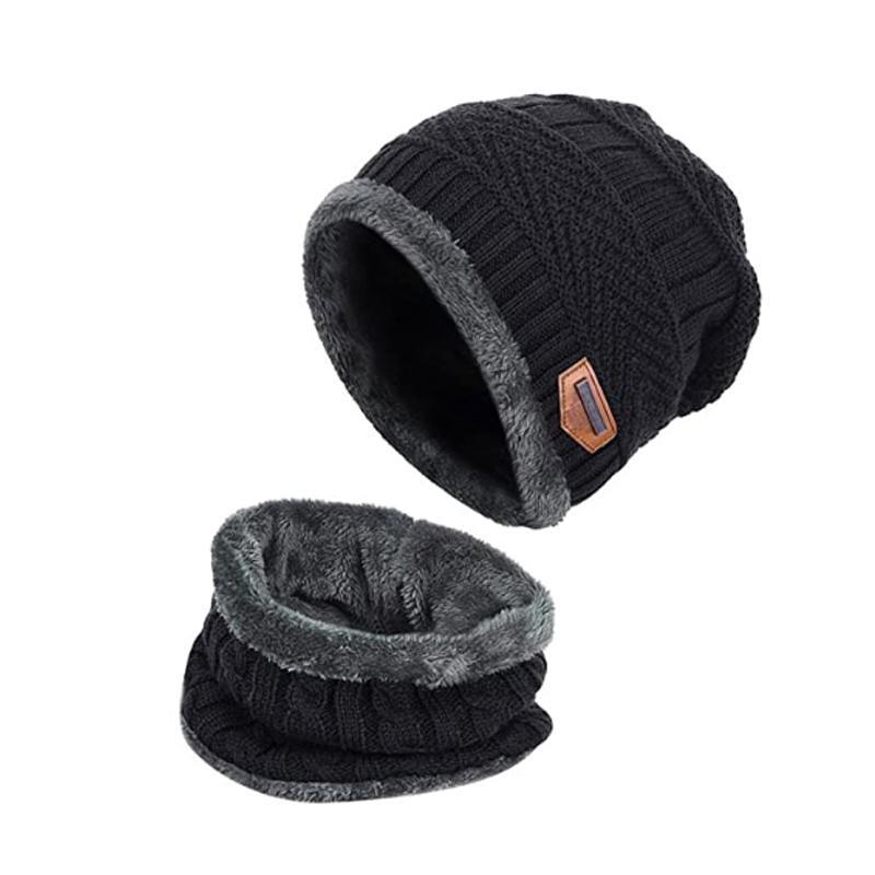 BeanieCap™ Warme Winter-Strickmütze mit Schal