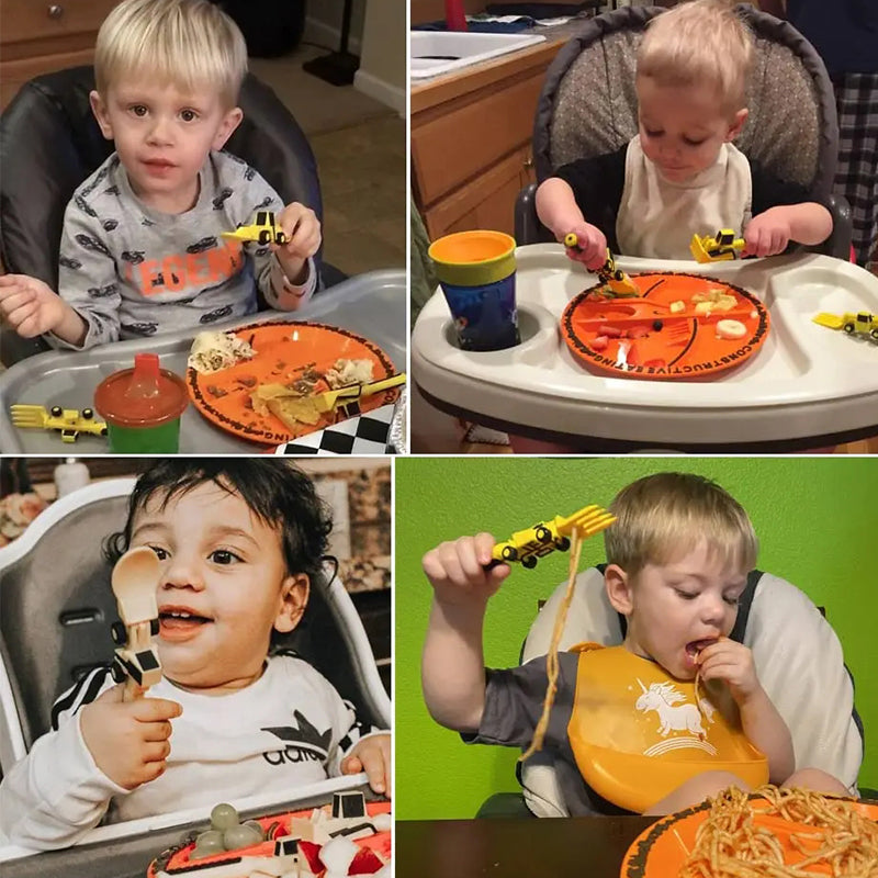 FoodTruck™ Bulldozer-Geschirrset für Kinder