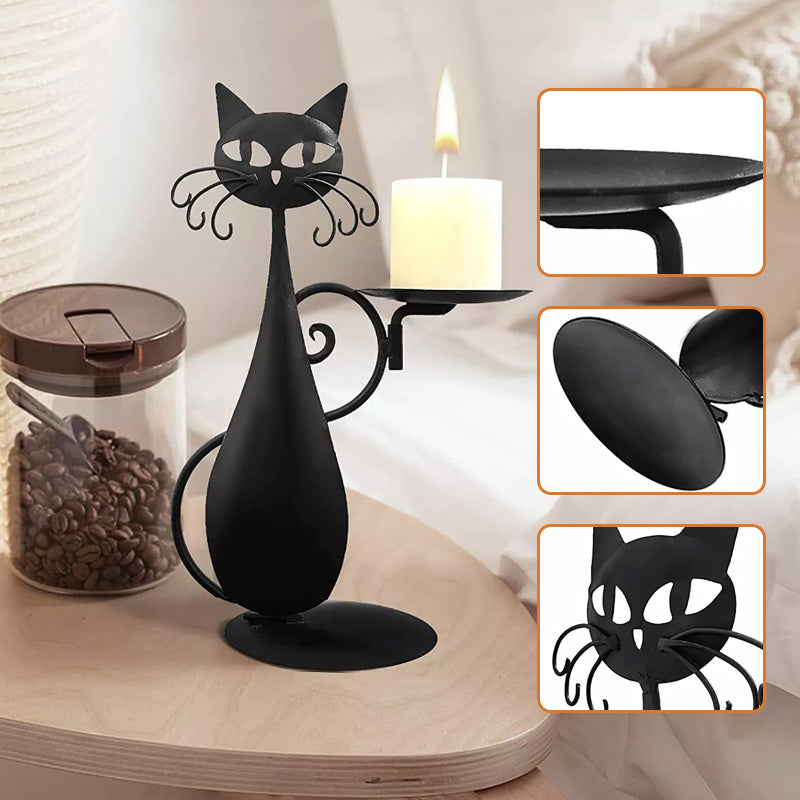 BlackCat™ Rustikaler Katzen-Kerzenhalter
